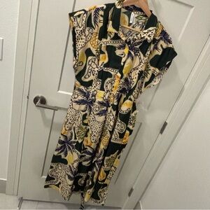 NWT Tropical Print Midi Shirt Dress XL